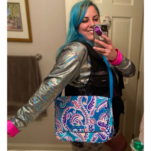 Vera Bradley Lighten Up Messenger Bag Waikiki Blue - Picture 8 of 11